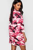 Thumbnail for your product : boohoo Pink Camo Print Oversize Denim Shacket