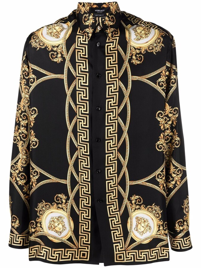 Baroque-print silk shirt - ShopStyle