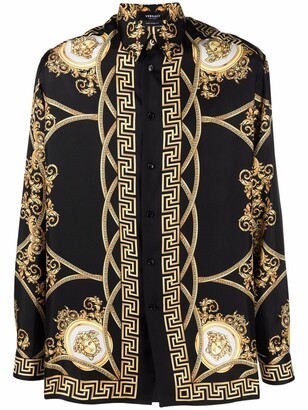 Versace Baroque-print silk shirt - ShopStyle
