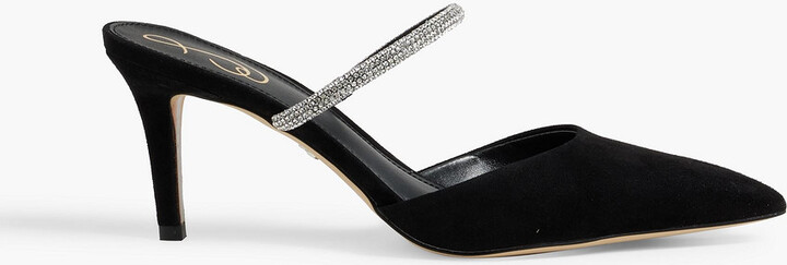 Verity crystal-embellished suede mules