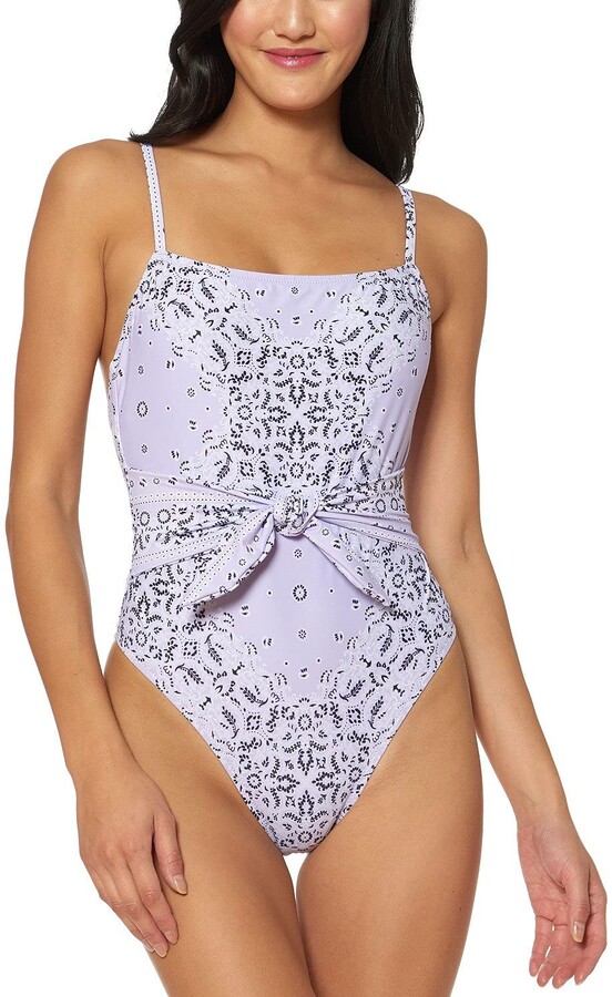 Jessica Simpson Women S Standard Straight Neck One Piece Swimsuit Bathing Suit Shopstyle