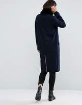 Thumbnail for your product : ASOS Coat with Faux Fur Collar and Belt In Wool Mix