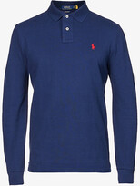 Thumbnail for your product : Polo Ralph Lauren ens Polo Black Long-sleeved Logo-embroidered Custom Slim-fit Cotton-piqué Polo Shirt