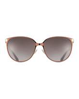 Thumbnail for your product : Jimmy Choo Posie Crystal-Temple Round Sunglasses, Brown