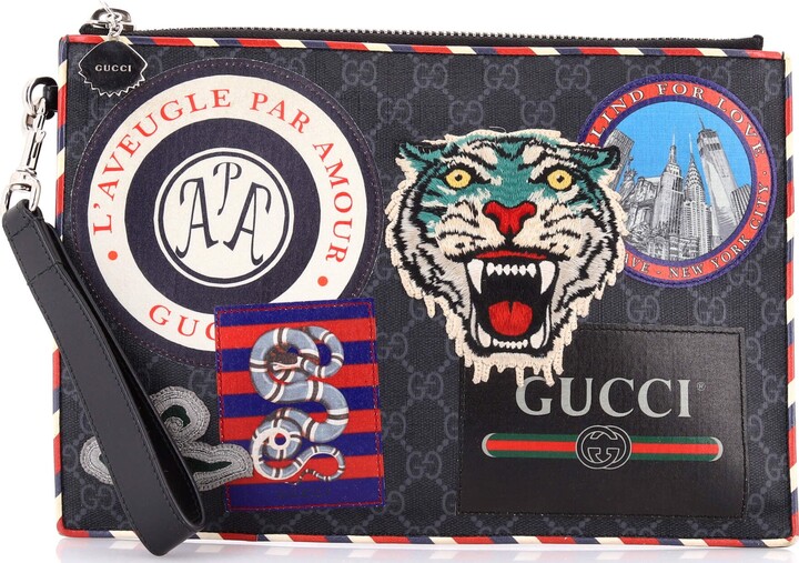 Gucci Night Courrier Pouch GG Coated Canvas with Applique