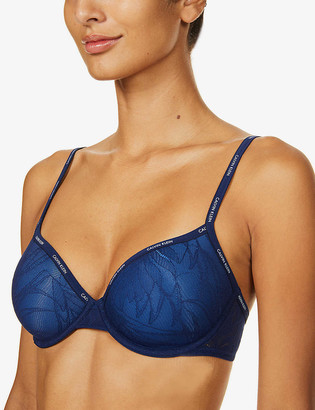 Calvin Klein Sheer Marquisette floral stretch-lace T-shirt bra