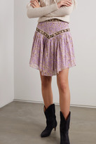 Thumbnail for your product : Etoile Isabel Marant Valerie Pintucked Floral-print Cotton-voile Skirt - Lilac