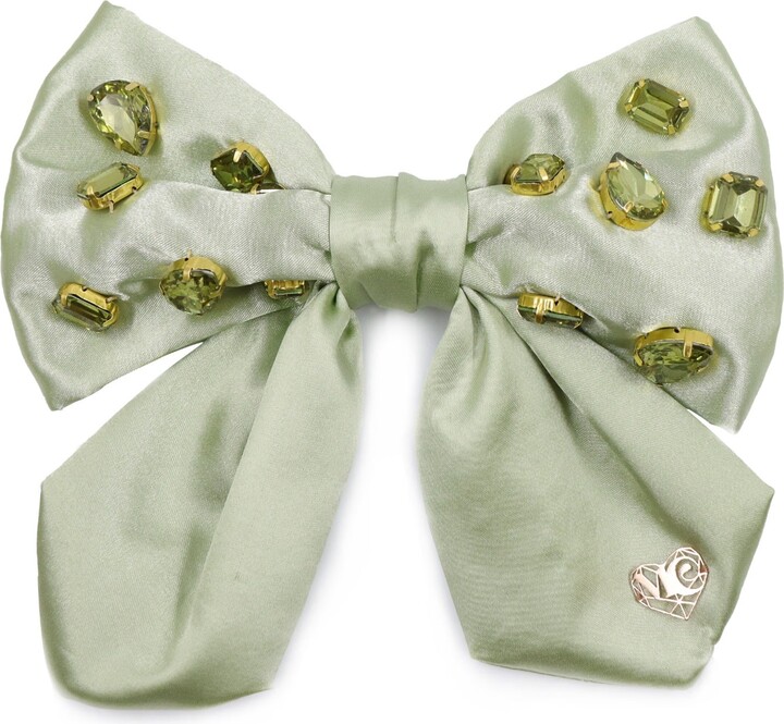 Miss Cicconi Sofia - Silk Bow Hair Clip - Olive Green