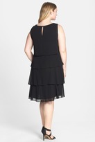 Thumbnail for your product : Xscape Evenings Lace Yoke Tiered Chiffon Cocktail Dress (Plus Size)