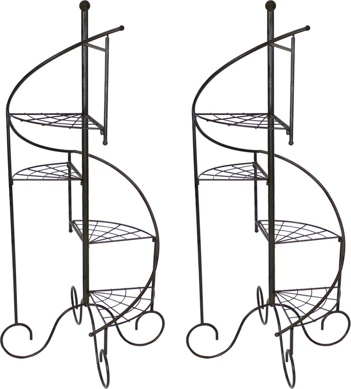 Sunnydaze Decor Black Iron 4Tier Spiral Staircase Plant Stand 56 in