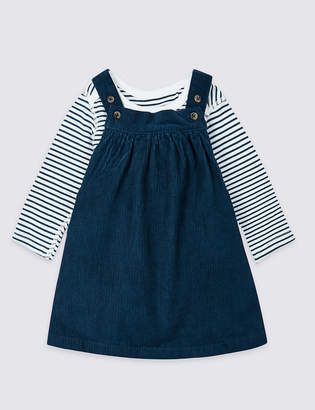 Marks and Spencer 2 Piece Cotton Cord Pinny Dress & Bodysuit
