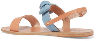 Ancient Greek Sandals Clio Bow-embellished Denim And Leather Sandals - Tan