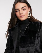 Thumbnail for your product : AX Paris fur panelled biker jacket in black