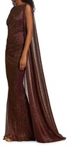 Thumbnail for your product : Talbot Runhof Pleated Metallic Voile Cape Gown