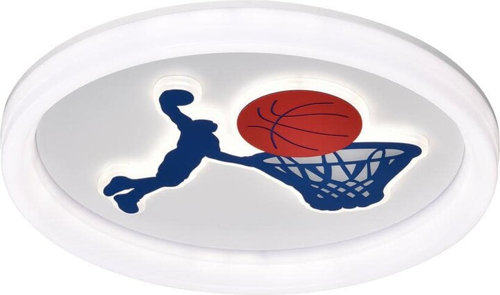 Greenville Signature 19 in. 95-Watt Modern Basketball Pattern Integrated LED Flush Mount with White Acrylic Shade