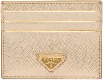 Small Prada card holder bag in gold satin with crystals Golden ref