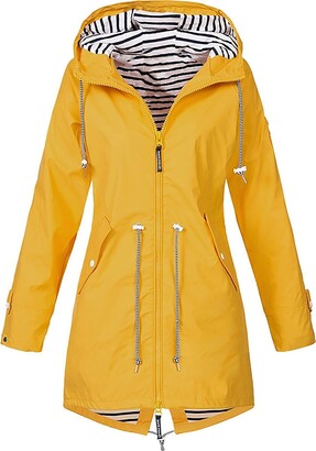 TIMEMEAN Waterproof Spring Jackets for Women Plus Size Raincoat Rain  Lightweight Coat Mac Windbreaker with Hooded Yellow L - ShopStyle