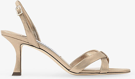 Jimmy Choo Womens Gold Elsy 70 Metallic-Suede Heeled Sandals Eur 38/5 Uk Women