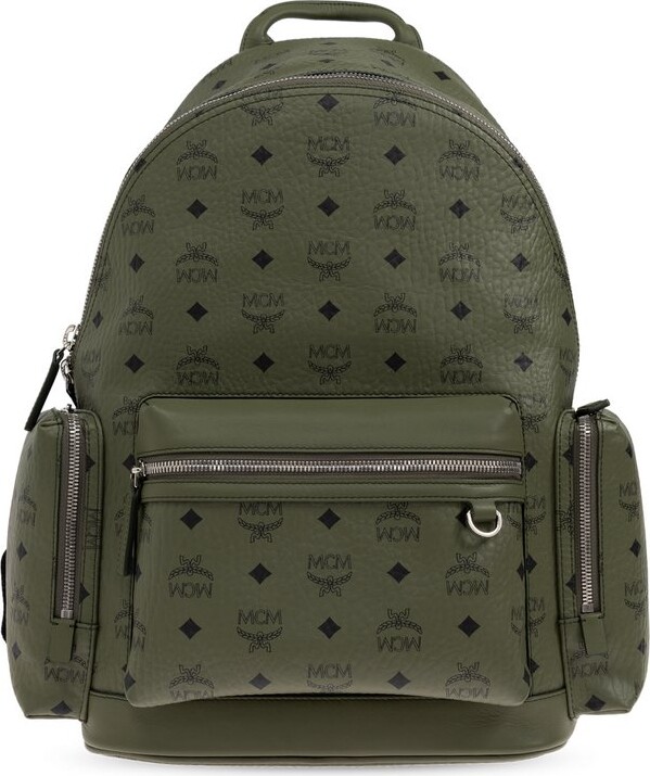MCM Logo Printed Multi-Pocket Backpack