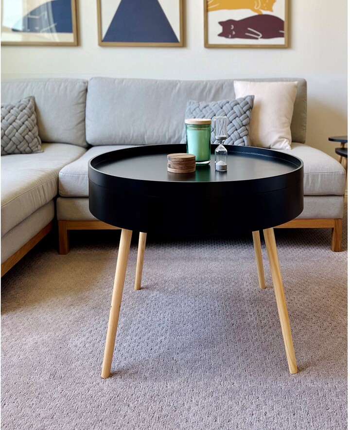 The Simple Project Zoe MidCentury Modern Round Coffee Table with Storage ShopStyle