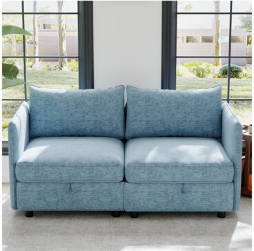 Love Seat Couches, 2 Seater Loveseat Mid Century Modern Sofa Couch With Storage For Small Spaces, Living Room, Dorm, Bedroom