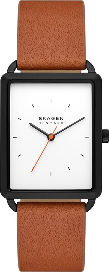 Skagen Men's Hagen Three-Hand Brown Leather Band Watch (Model: SKW6929)