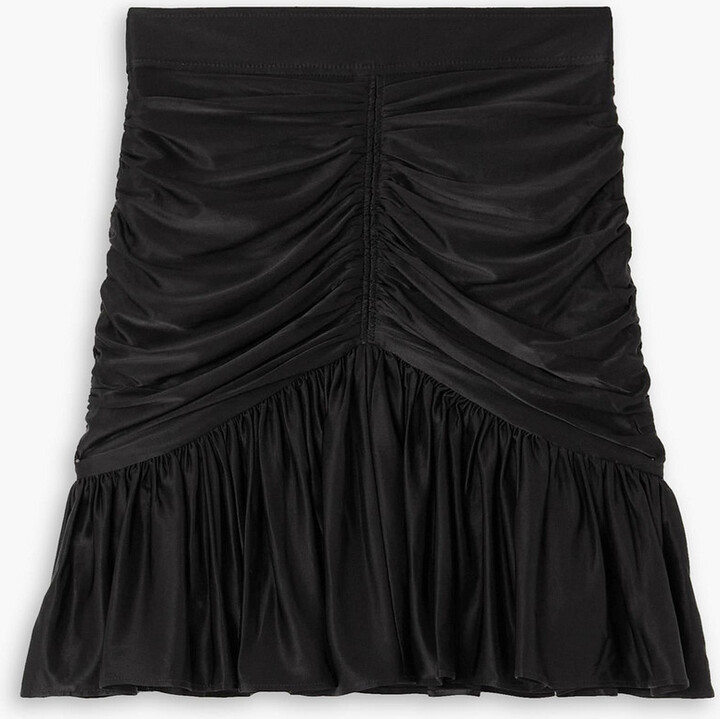 RABANNE Ruched glossed-jersey mini skirt ShopStyle