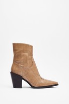 Thumbnail for your product : Nasty Gal Womens Skip to the West Part Faux Leather Croc Boots - Beige - 6