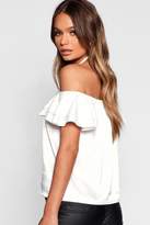 Thumbnail for your product : boohoo Halter Ruffle Hammered Satin Top