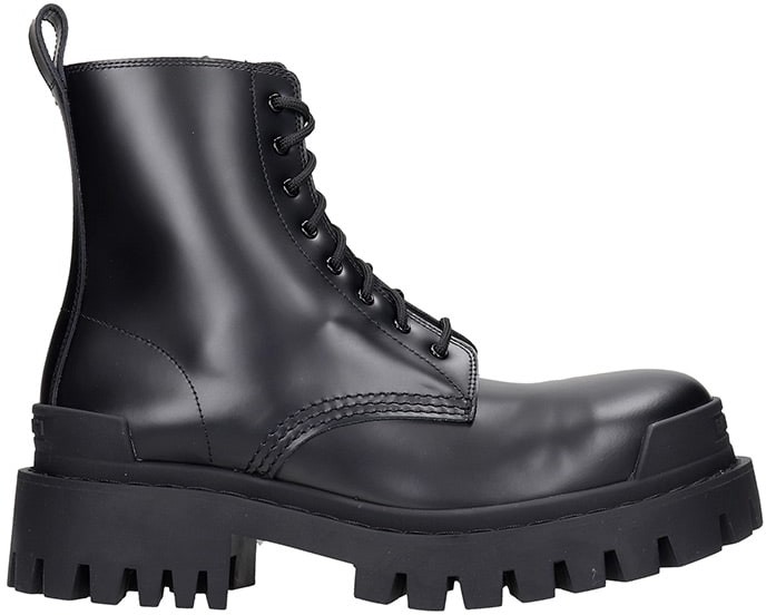 Balenciaga Strike Combat Boots In Black Leather - ShopStyle