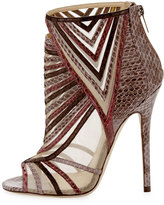 Thumbnail for your product : Jimmy Choo Kara Peep-Toe Snake Ankle Bootie, Multicolor