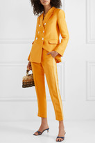 Thumbnail for your product : Les Héroïnes Bentley Cropped Grosgrain-trimmed Linen-blend Canvas Slim-leg Pants