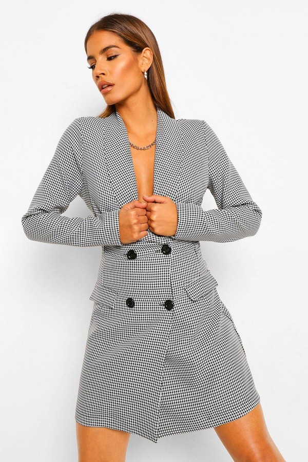 dogtooth blazer dress