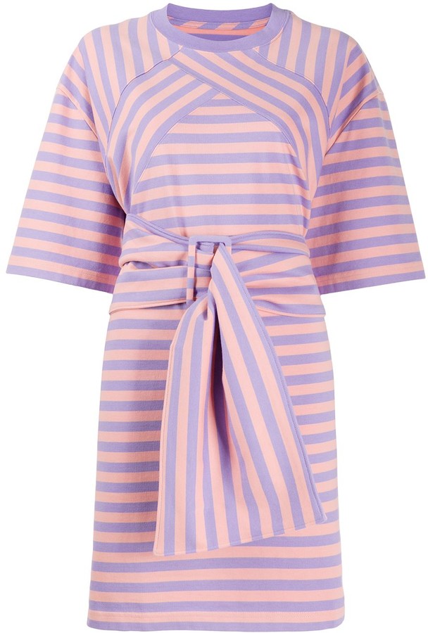 pink and purple striped dress