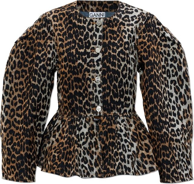 Ganni Animal-Print Buttoned Jacket