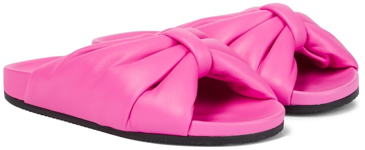 Balenciaga Puffy leather slides - ShopStyle