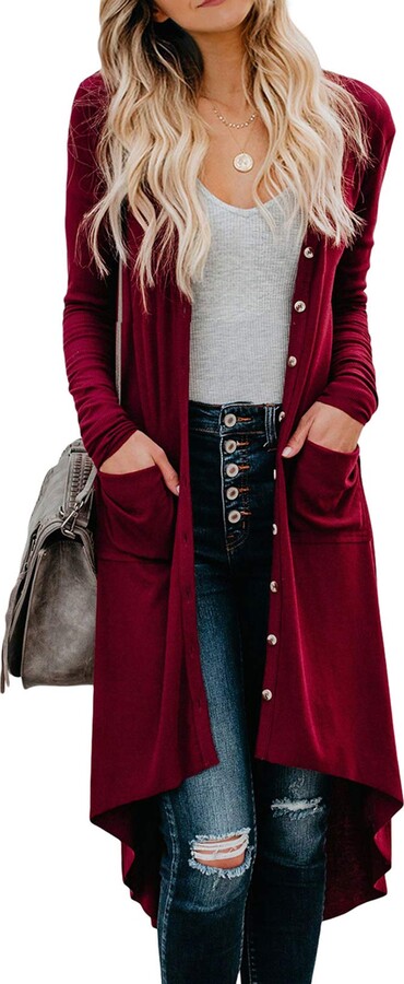 dark red cardigan womens