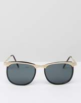 Thumbnail for your product : Reclaimed Vintage Inspired Round Sunglasses With Gold Brow Bar