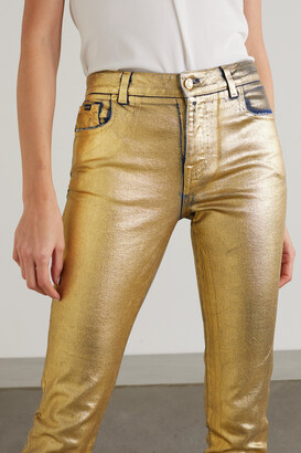 Tom Ford Metallic Coated Mid-rise Skinny Jeans - Gold - ShopStyle