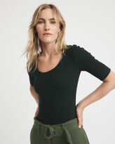 Thumbnail for your product : Witchery Women's Green Short Sleeve Tops - Cotton Rib Scoop Tee - Size One Size, XS at The Iconic