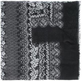 Oscar de la Renta lace bands print scarf - women - Modal/Cashmere - One Size