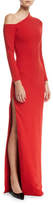 Thumbnail for your product : SOLACE London One-Shoulder High-Slit Crepe-Knit Gown
