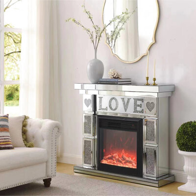 3D Led Flames Fireplace, Energy Efficient And Versatile For Different Areas Charming Crystal Adorned Remote Included Safe Family Use
