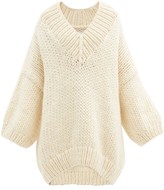 Thumbnail for your product : Mr. Mittens V-neck Dropped-shoulder Wool Sweater - Ivory