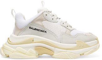 Balenciaga Triple S Leather-trimmed Mesh Platform Sneakers - White
