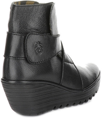 Fly London Yedd Leather Wedge Bootie