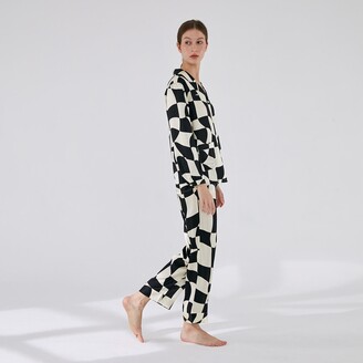 Women 3-Piece Classic Silk Pajamas Set - Navy by NOT JUST PAJAMA