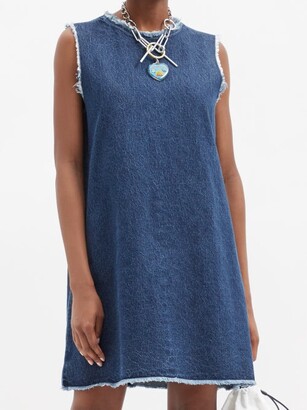 Raf Simons Sleeveless Raw-edge Denim Mini Dress - Denim - ShopStyle