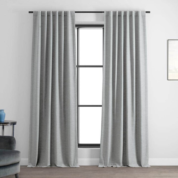 Exclusive Fabrics & Furnishings Vista Grey Textured Bellino Room Darkening Curtains-50 in. W x 120 in.L Rod pocket with Back Tabs Single Window Panel
