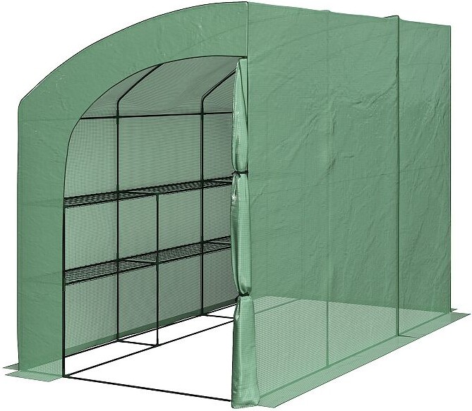Home-Complete Lean-To Greenhouse 10' x 5' x 7' Walk-In Green House with Roll